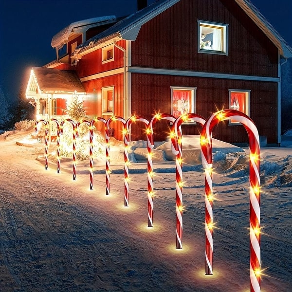 LED battery operated candy cane outdoor garden lights for xmas decor