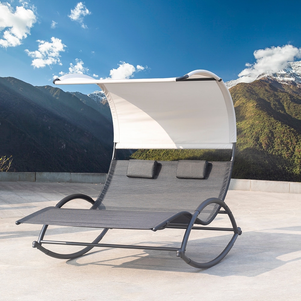 Double chaise store lounge swing