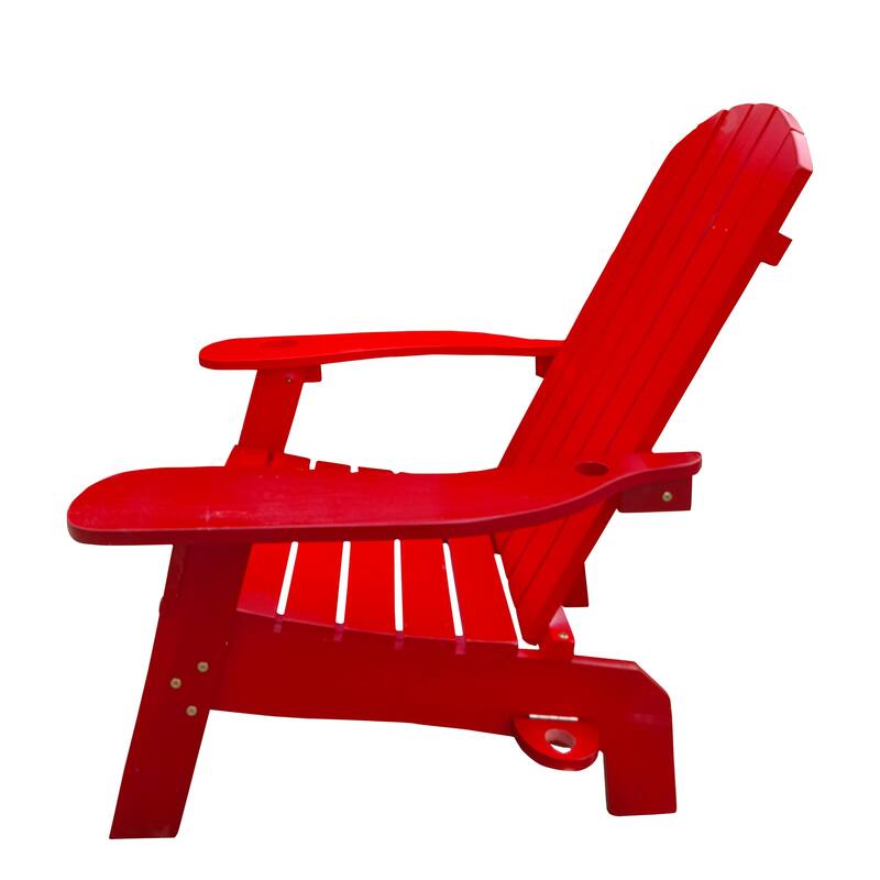 Red 33.46" Arm Chair with Wood Frame and Umbrella Hole