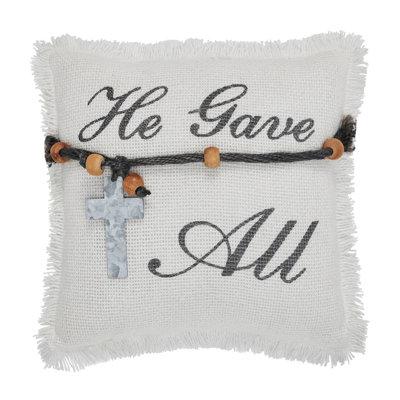 Celebrate Grace He Gave All Cross Ornament Pillow 9x9