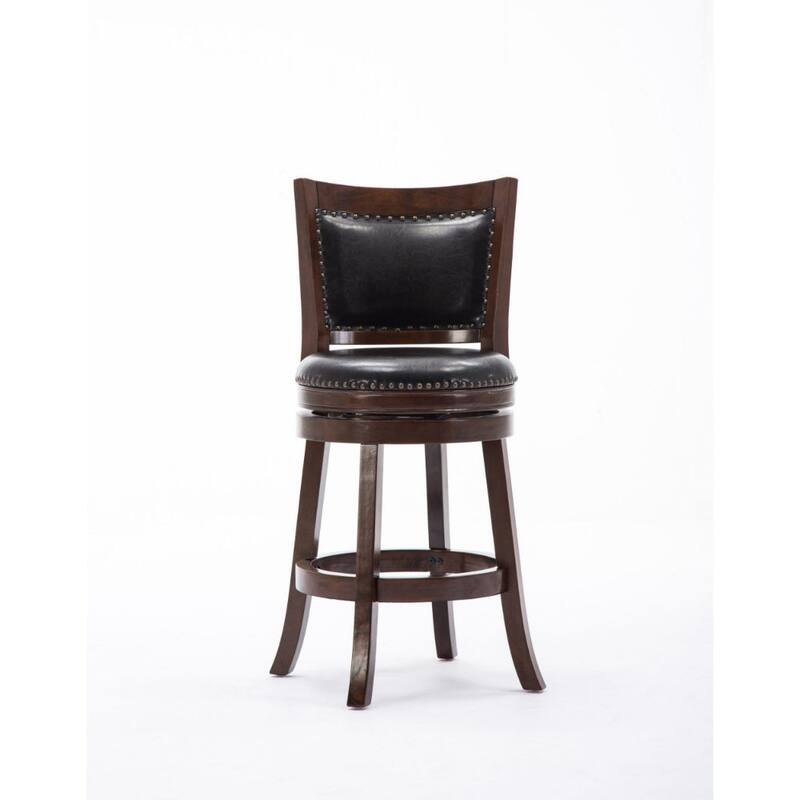 Nailhead Round Leatherette Counter Stool with Flared Leg - 37.5 H x 18 W x 21.5 L Inches