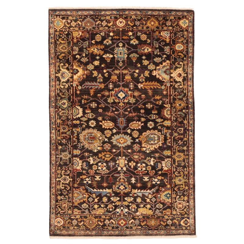 ECARPETGALLERY Hand-knotted Jules Sultane Black Wool Rug - 4'0 x 6'1