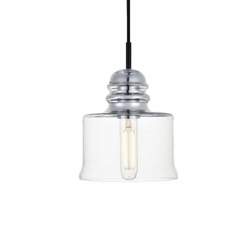 Elegant Lighting Kenna Single Light 7" Wide Mini Pendant with Clear - Chrome / Clear