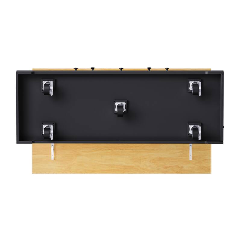 53.14'' Kitchen Island with Drop Leaf, Power Outlet, Door Internal Storage Rack, Rolling Wheels and Drawers