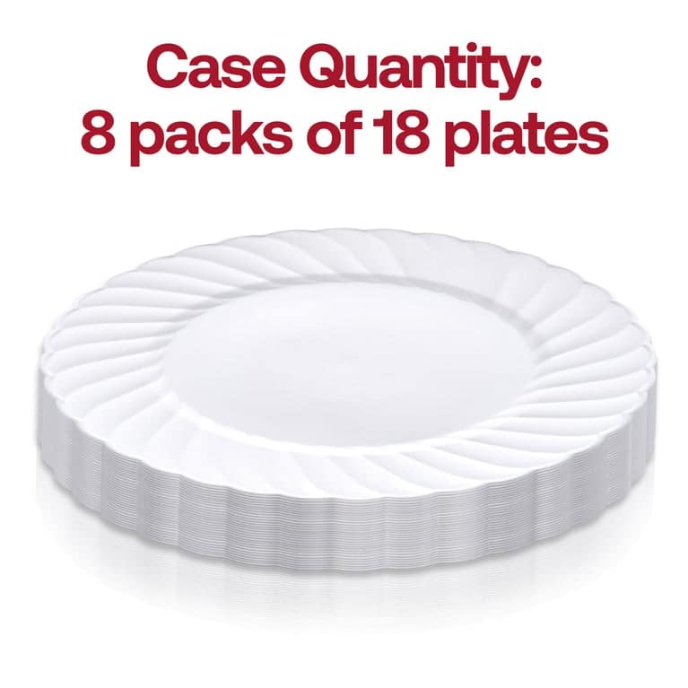 Solid Round Flaired Disposable Plastic Plate Packs - Party Supplies