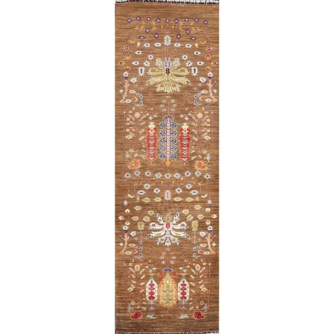 Floral Oriental Ziegler Hallway Runner Rug Wool Hand-knotted Carpet - 2'8" x 9'9"