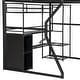 preview thumbnail 15 of 15, Full Size Gaming Loft Bed with Built-in Work Station, Open Wardrobe and LED Light, Metal Loft Bedframe with Storage Shelves