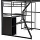 preview thumbnail 12 of 12, Metal Gaming Loft Bed with Open Wardrobe, LED Light and Built-in Work Station, Full Size Loft Bedframe with Storage Shelves