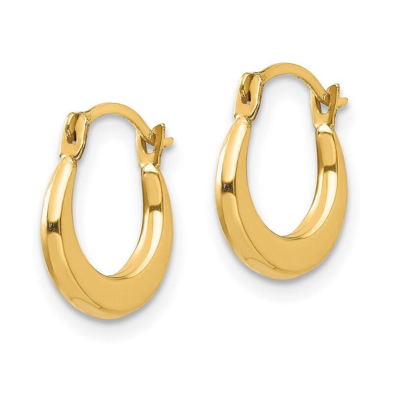 14k Gold Small Squared Crescent Hoop Earring