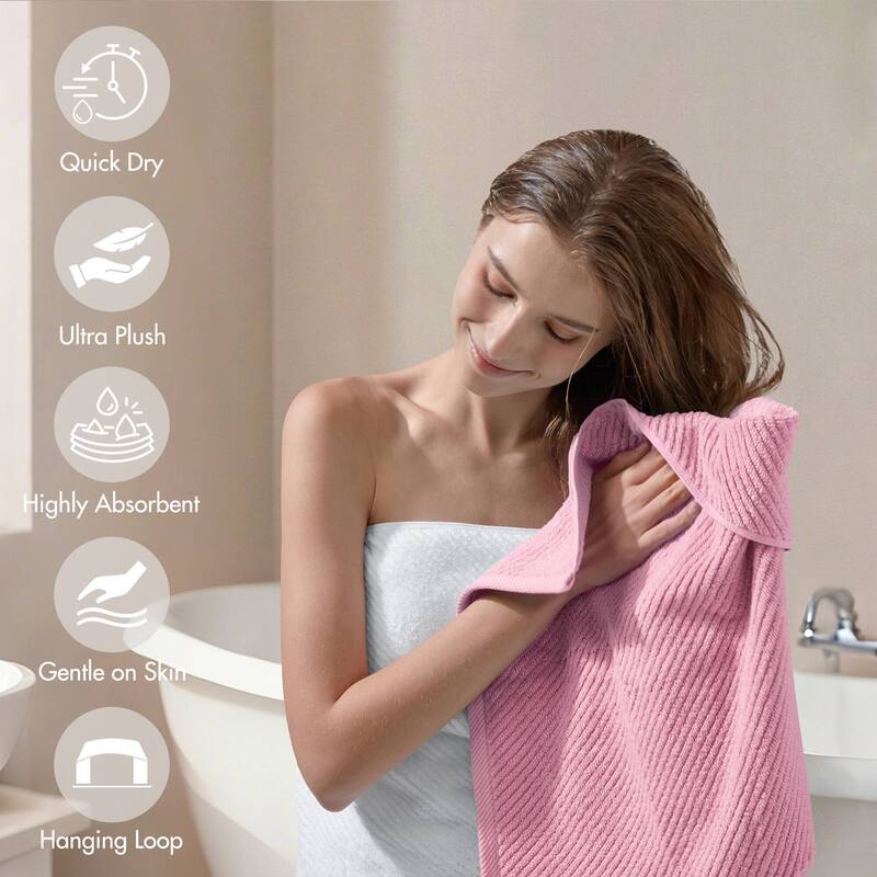 Madison Park Diagonal Ribbed Cotton Quick Dry Towel Set