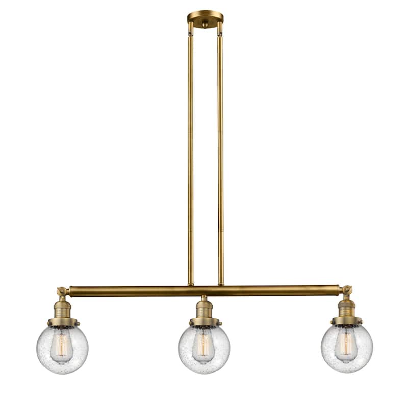 Innovations Lighting Beacon 3 Light 39" Wide Linear Chandelier - Brushed Brass / Seedy