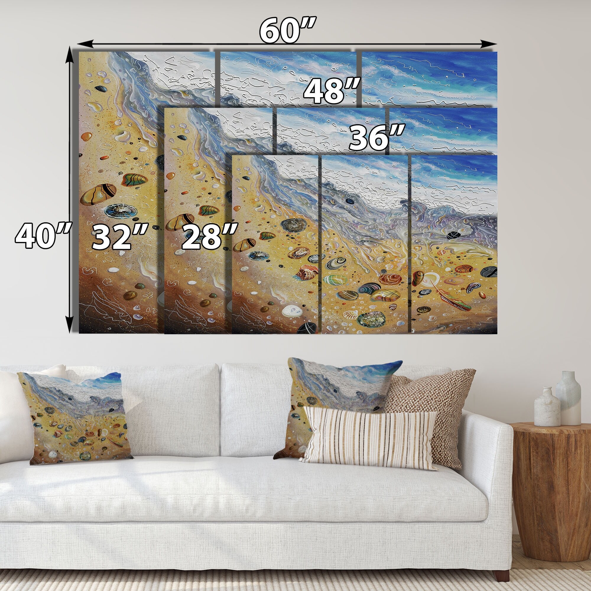 Designart "Seashells On The Beach" Nautical & Coastal Canvas Wall Art Print - Picture 10 of 10