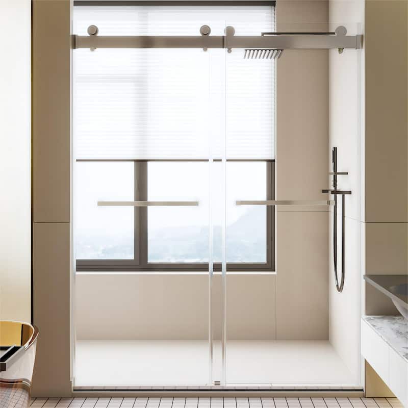 56-60"W x 76"H Frameless Double Sliding Shower Door - Chrome