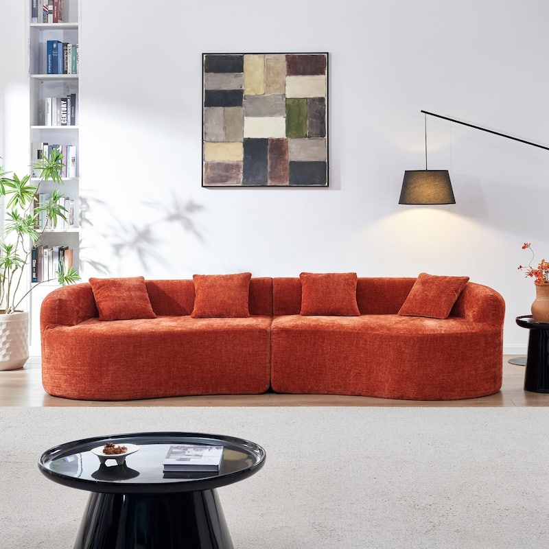 111.02" Curved Chenille Sectional Sofa, No Assembly Required