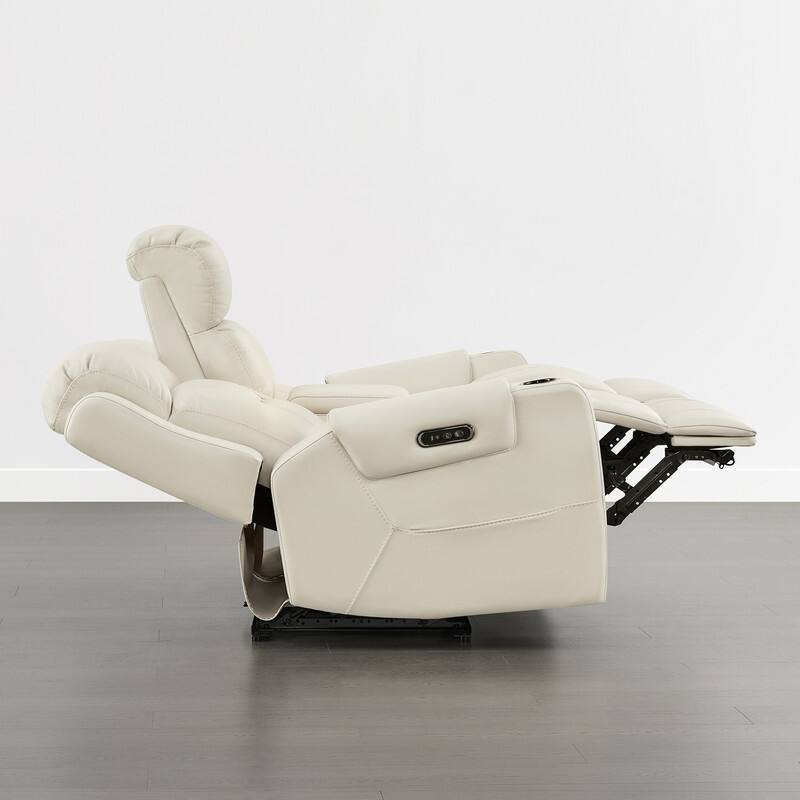 Spruce & Spring Genuine Leather Power Reclining Sofa with Wireless Charging