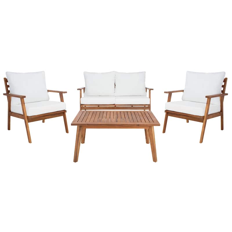 SAFAVIEH Outdoor Kimiyo 4-Piece Outdoor Set - Natural/Beige