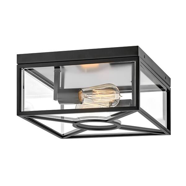 slide 2 of 3, Hinkley Brixton Collection Two Light Outdoor Medium Flush Mount, Black
