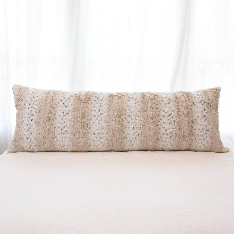 Cheer Collection Embossed Faux Fur Throw Pillows - 20x54 - Snow Leopard