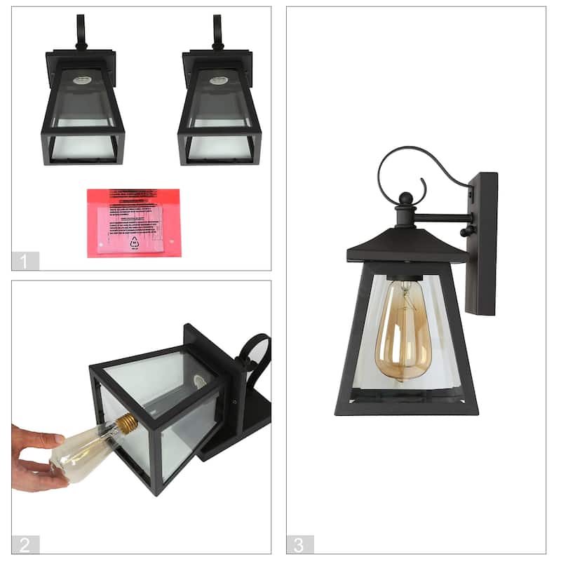 Kania Modern Black Outdoor Wall Sconce Dimmable Exterior Wall Lantern Lighting for Garage Porch Front Door
