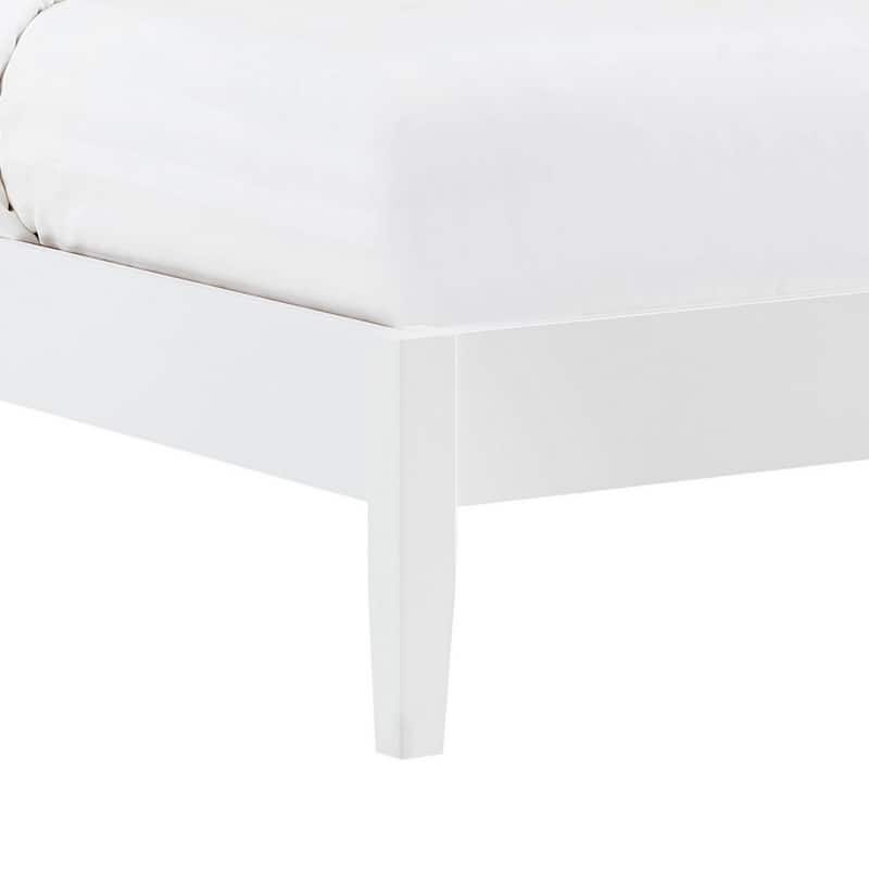 Cavi Modern Low Profile Platform Twin Size Bed, Panel Sides, Slats, White