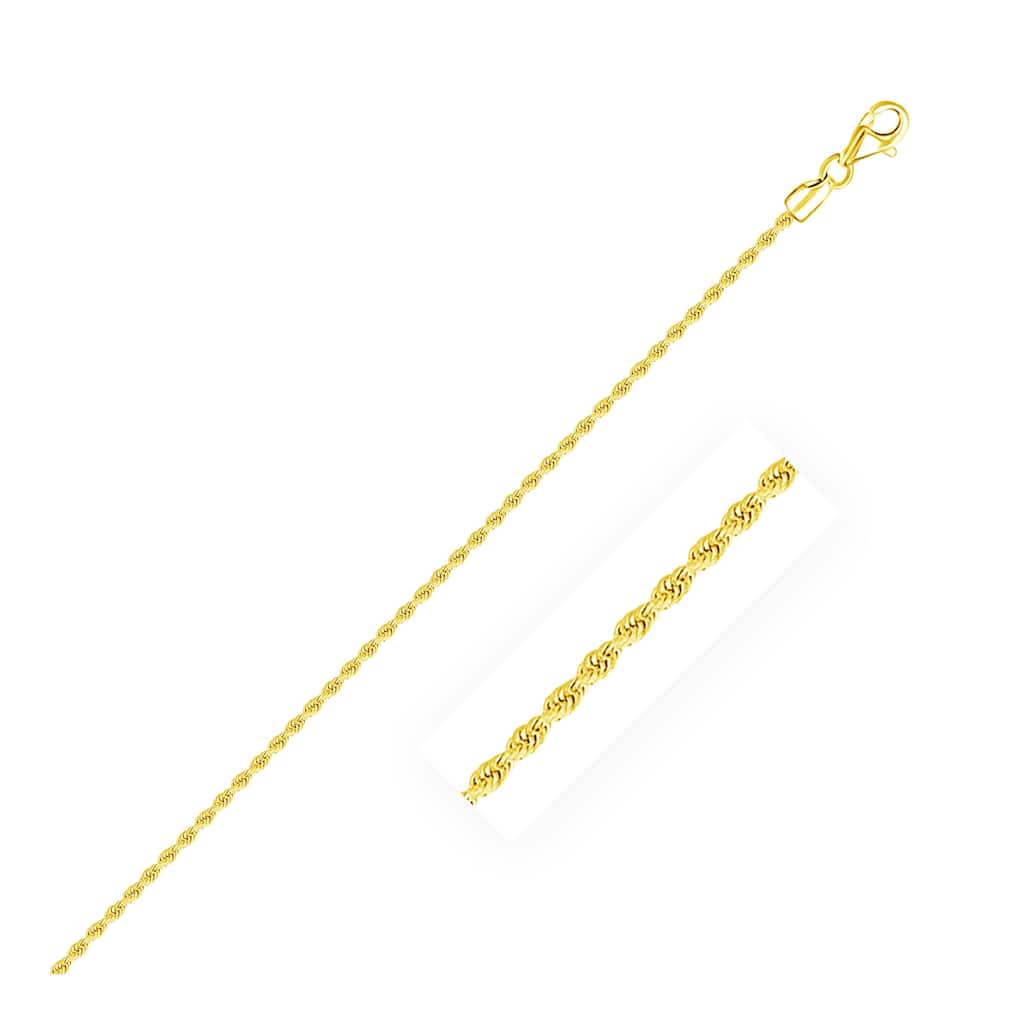 MayaMila 2.0mm 10k Yellow Gold Solid Diamond Cut Rope Chain