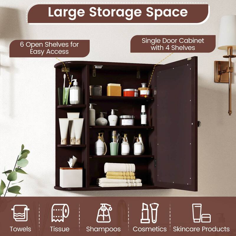 Costway Multipurpose Wall Surface Bathroom Storage Medicine Cabinet