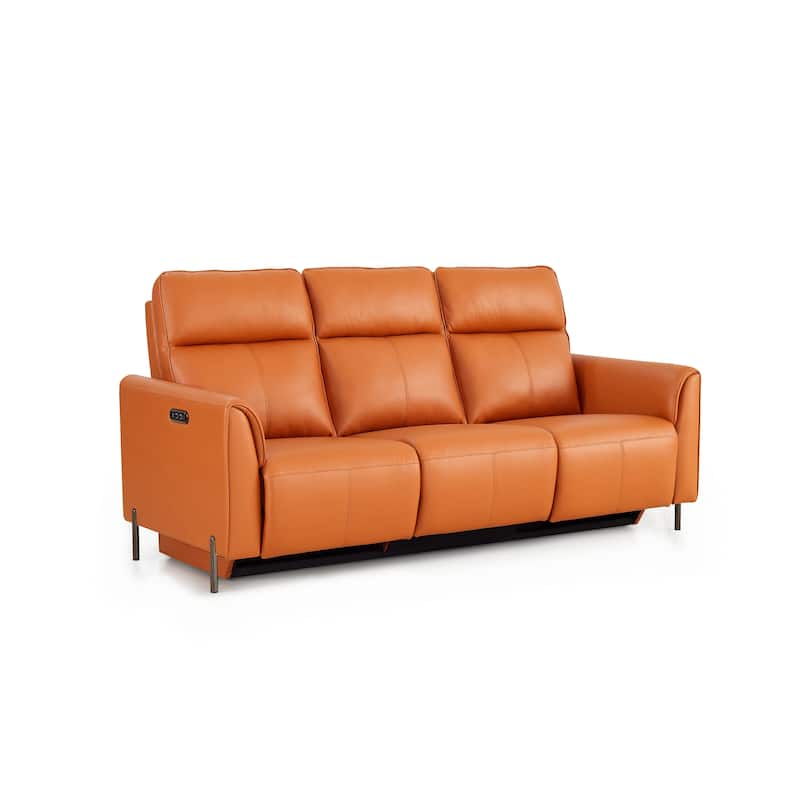 Modern Leather Reclining Sofa with Power Recliners and Head Control