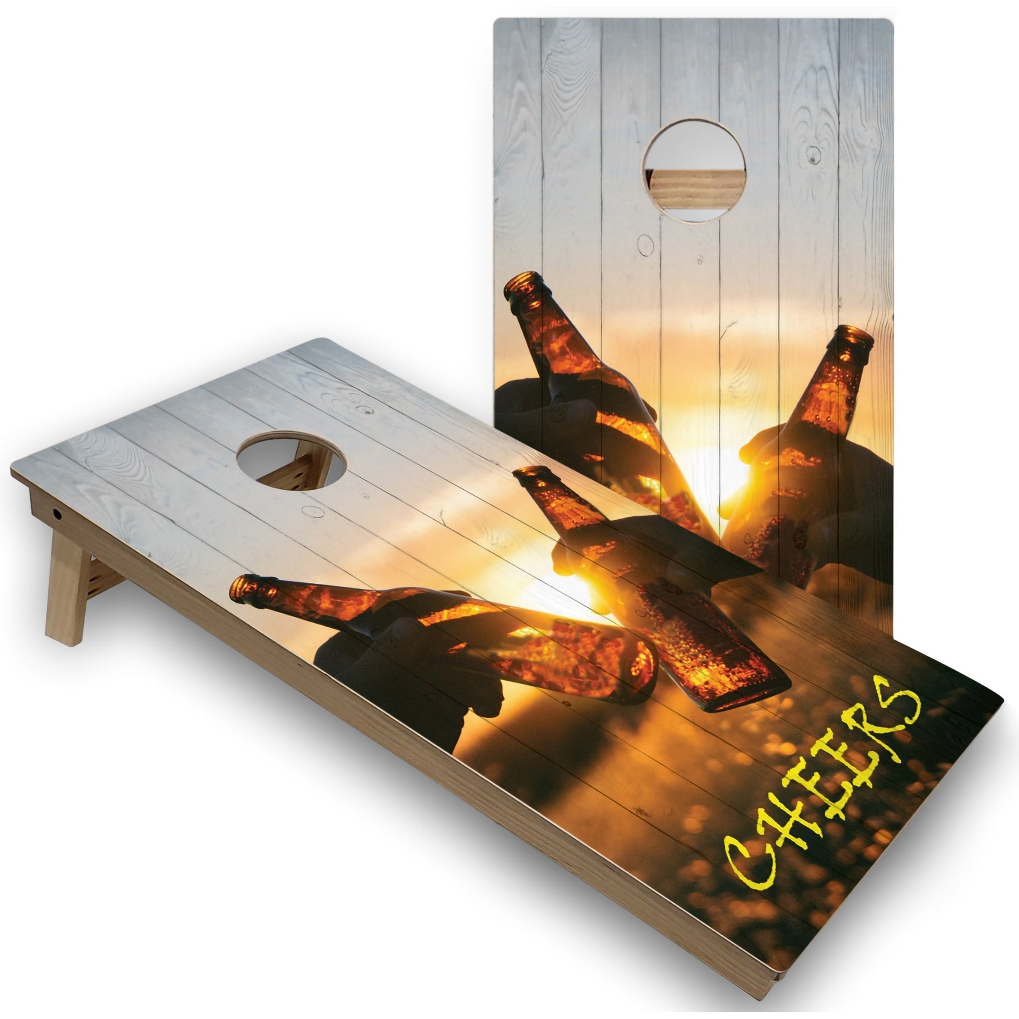 Solid Wood Cornhole Boards - Cheers Design