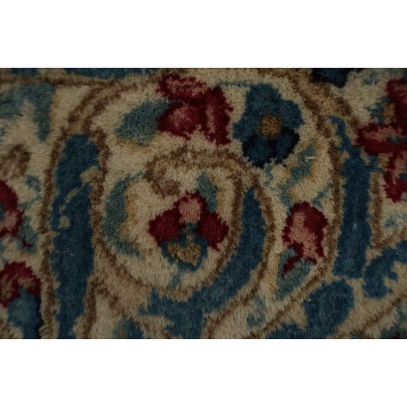 Hand Knotted Oriental 100% Wool Carpet Traditional Floral Navy Blue & Blues Kerman Area Rug - 16' 10'' X 10' 2''