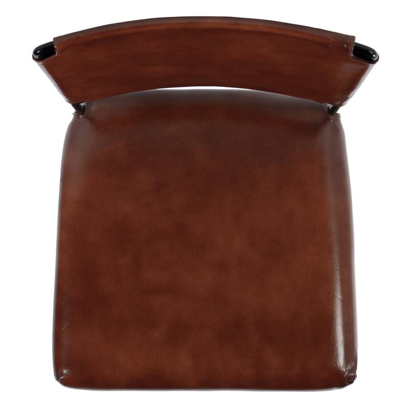 Nevin 19 in. Seat Height Leather and Iron Dining Side Chair
