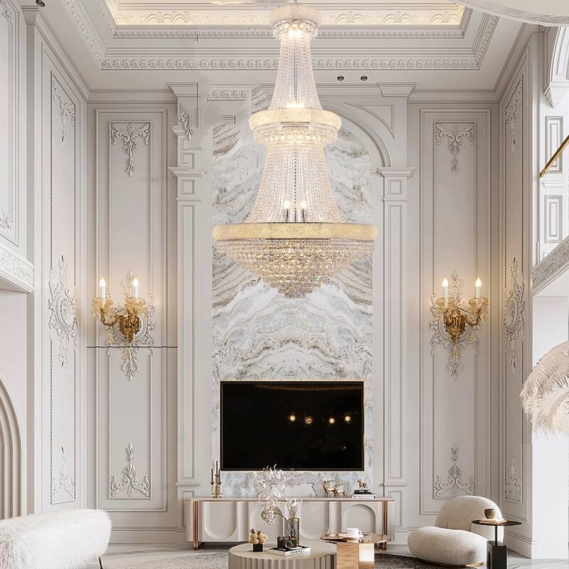72 In 2 Tier Empire K9 Crystal 35-LED Bulbs Hardwired Chandelier Lamp