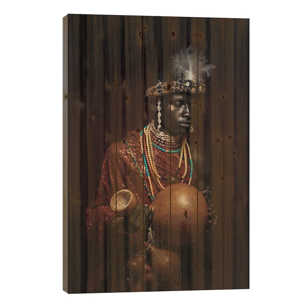 African Identity Print On Wood by Harry Odunze - Multi-Color
