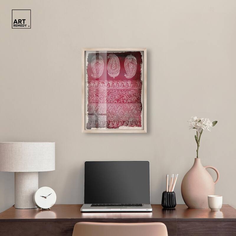 Burgundy Stamps Shadowbox by Art Remedy