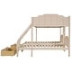 preview thumbnail 5 of 7, Beige Velvet Full Over Twin & Twin Triple Bunk Bed with Drawers and Guardrails