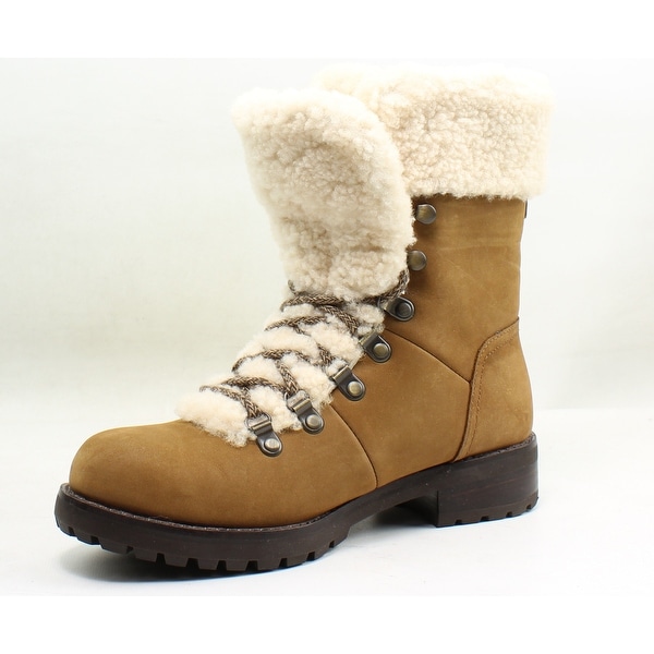 ugg australia fraser shearling and suede combat booties
