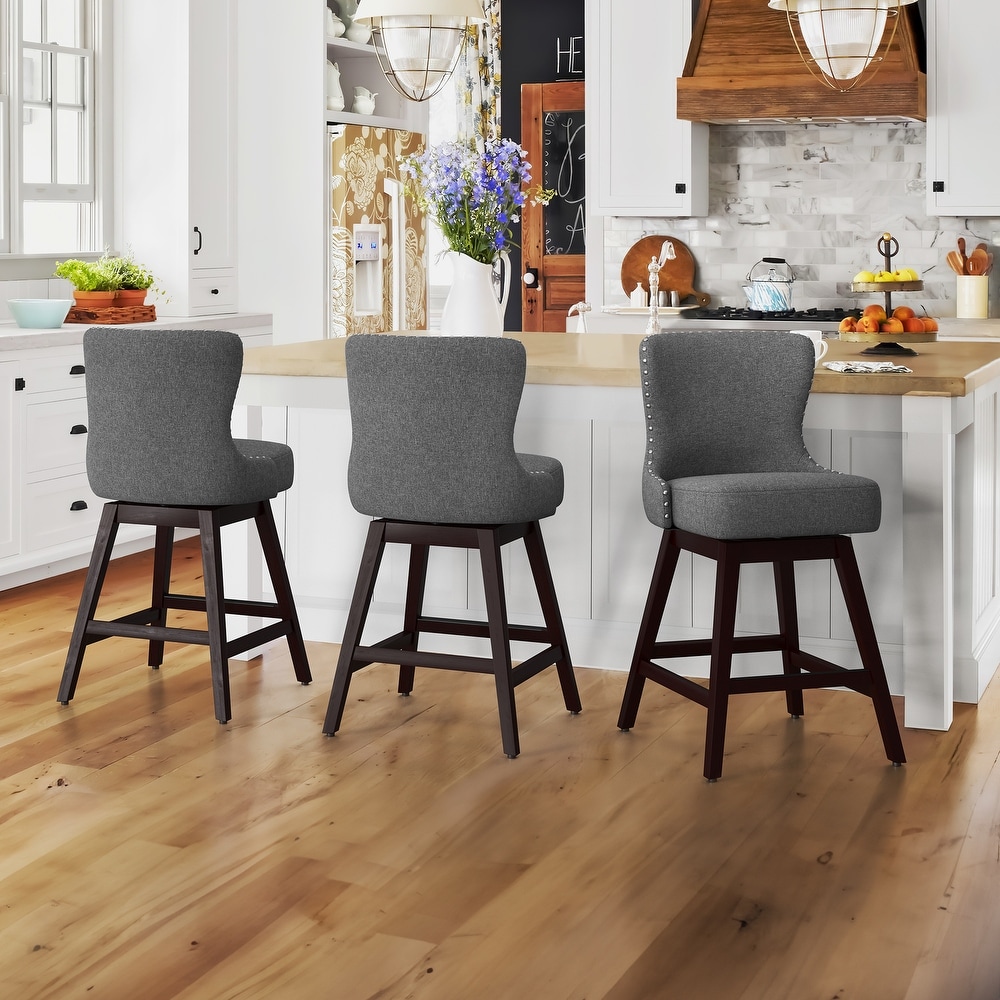 3 grey bar top stools