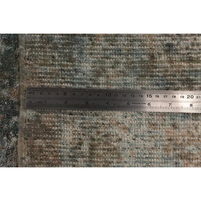 Hand Knotted Oriental Viscose Silk Carpet Modern All-Over Greys & Charcoal Abstract Area Rug - 7' 10'' X 5' 6''