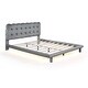 preview thumbnail 4 of 20, Queen Velvet Thick Fabric Upholstered Bed LED Bed Platform Bed with LED, Thick & Soft Fabric and Button-tufted Design Headboard