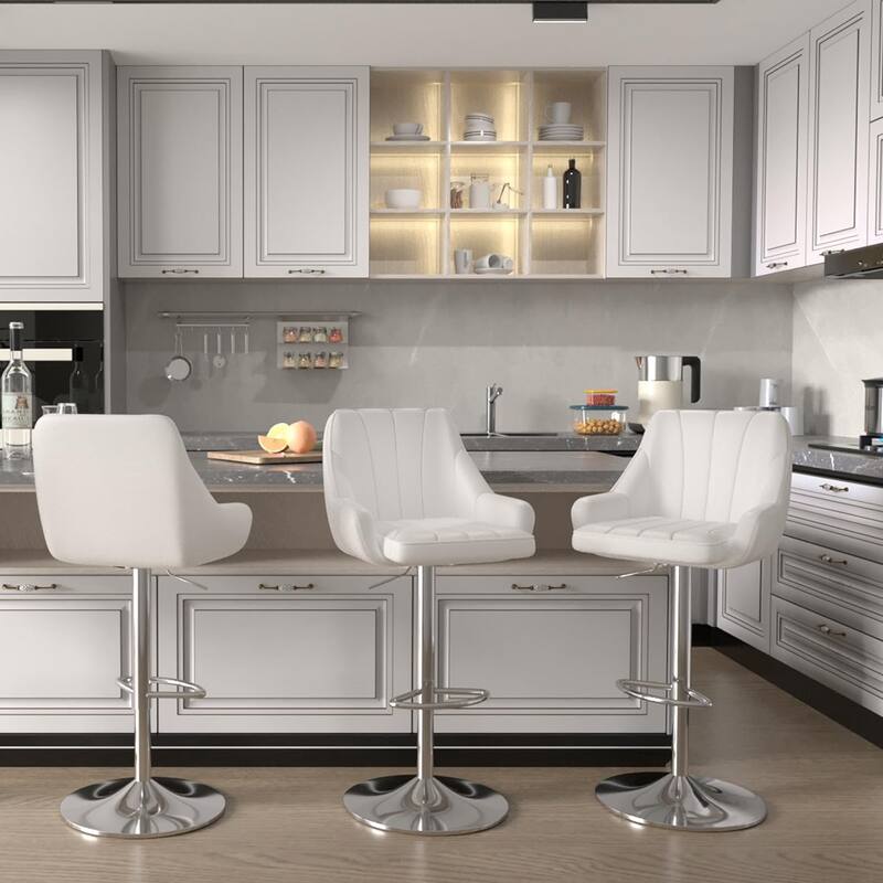 Barstools Set of 4, Counter Height Bar Stools Adjustable Stools with Back and Arm, Kitchen Island Stools Swivel Bar Chairs