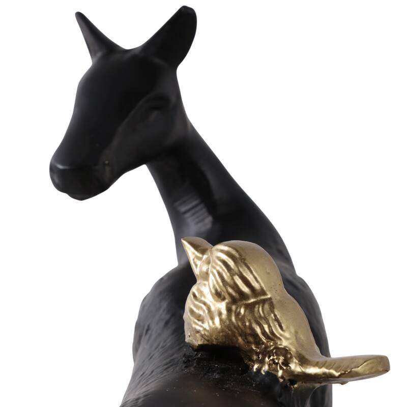 Metal Figurine Decor Modern Deer with Bird Accent Finish - Black - 11.0"