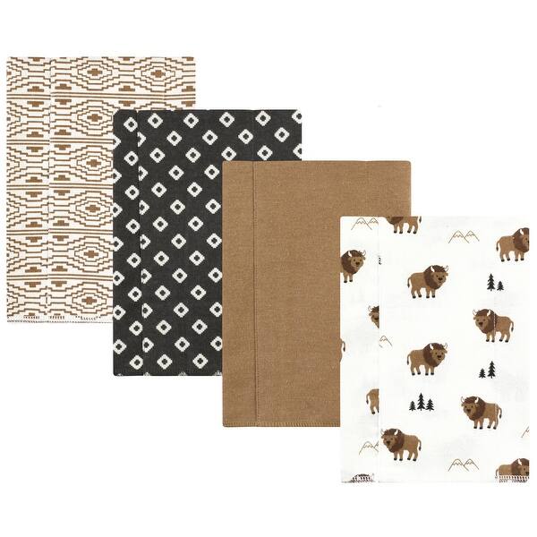 slide 1 of 1, Hudson Baby Cotton Flannel Burp Cloths, Wild Buffalo 4 Pack, One Size - Wild Buffalo 4 Pack - One Size