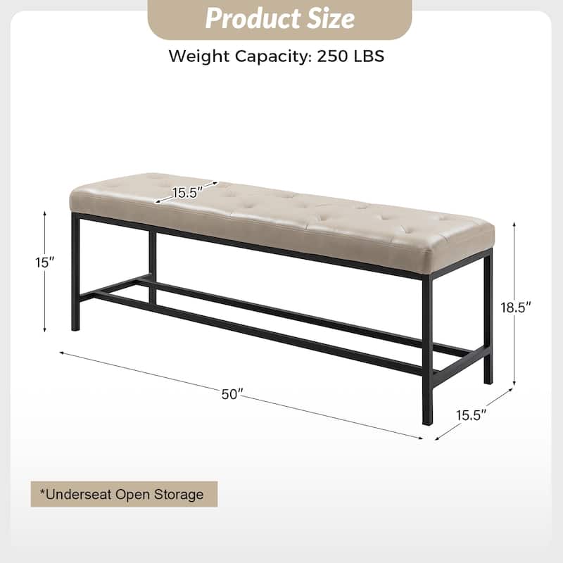 Horst 50 in.W Contemporary Upholstered Bench with Metal Legs by HULALA HOME