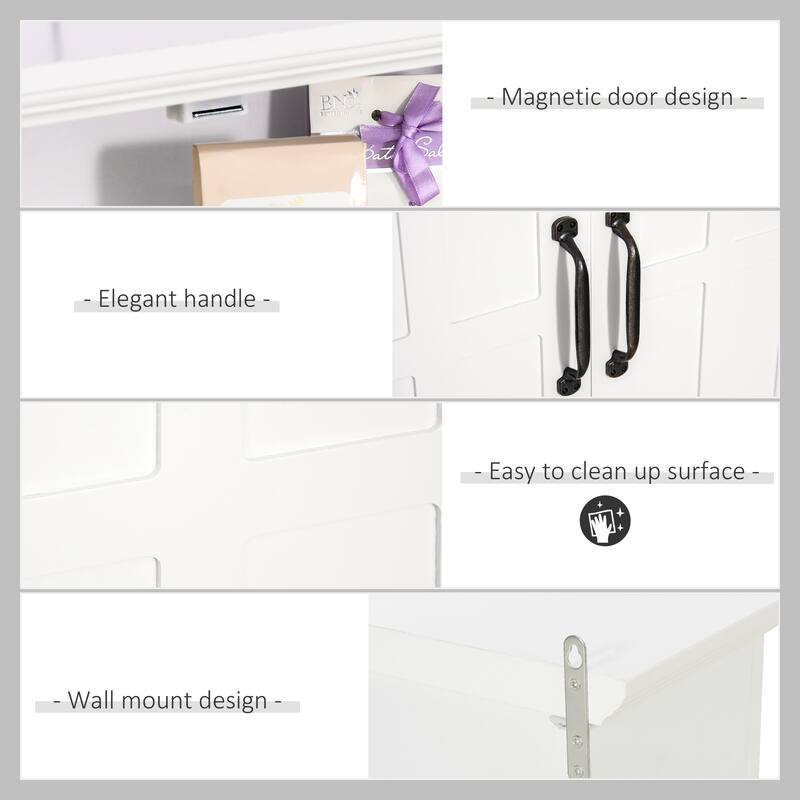 3-Tier Wall Mounted Bathroom Cabinet, Adjustable Shelf Storage for Over the Toilet with 2 Doors,Bathroom Storage Unit