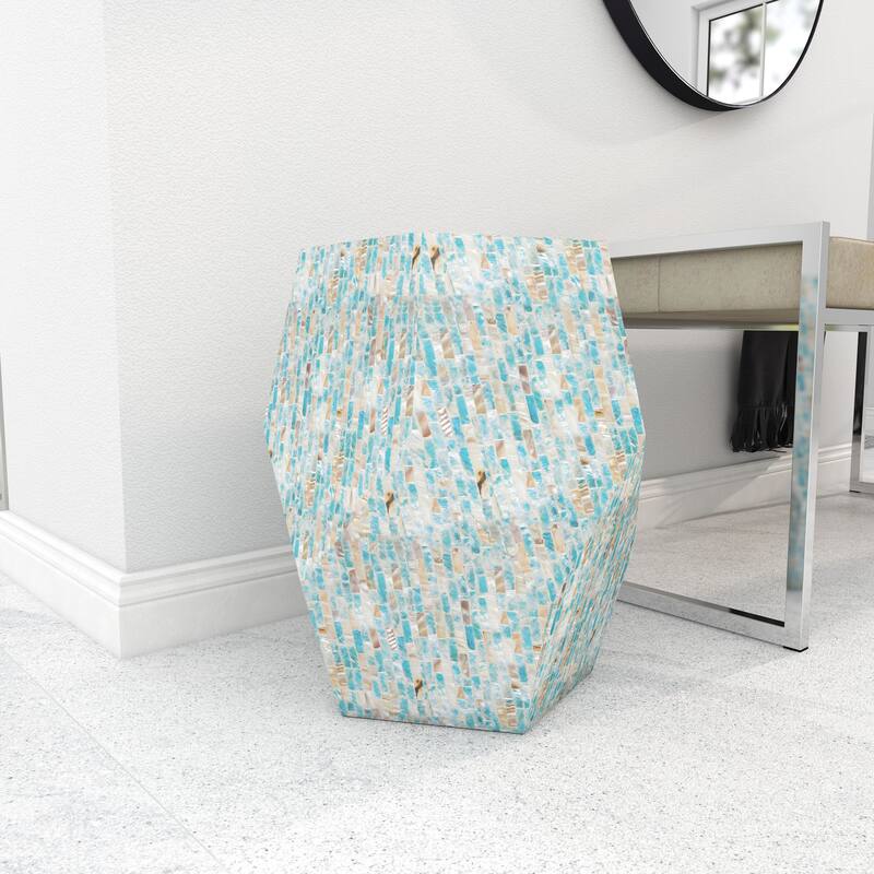 Mother of Pearl Shell Handmade Accent Table - Cream or Multi Colored