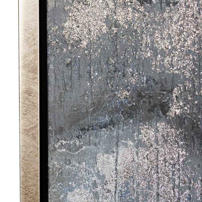 Canvas Abstract Landscape Framed Wall Art with Silver Foil Accents - Gray - Roche River Decor
