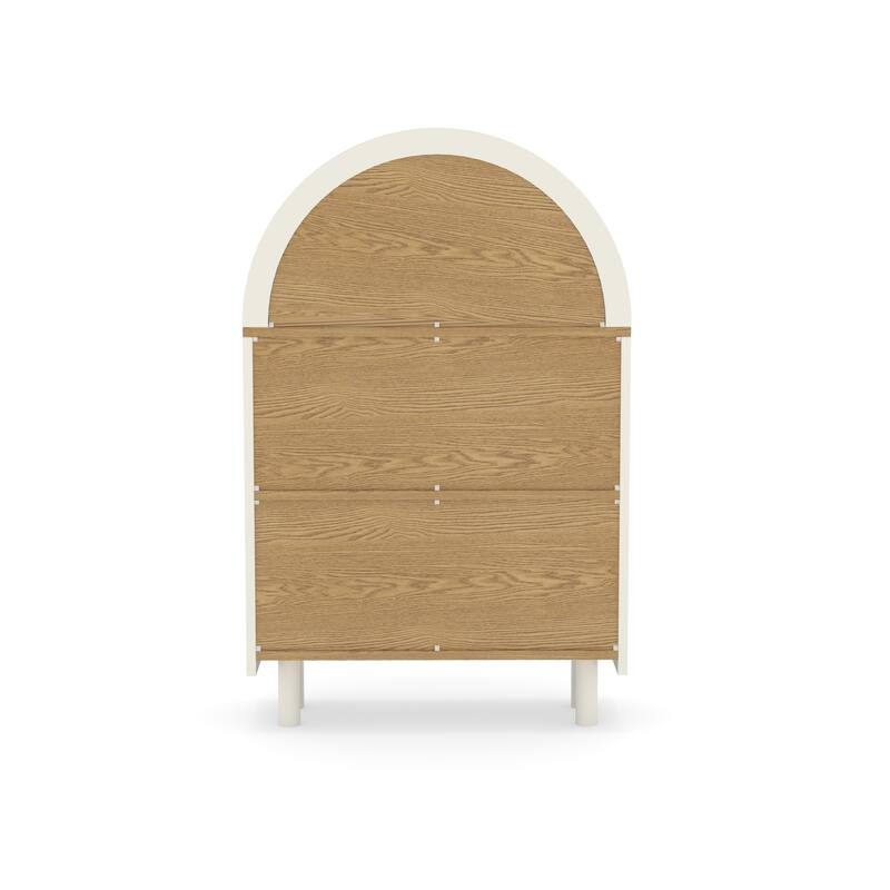 GDFStudio - Avery Elegant Arched Small Bookcase with Modern Storage Solutions - 3-Tier Storage
