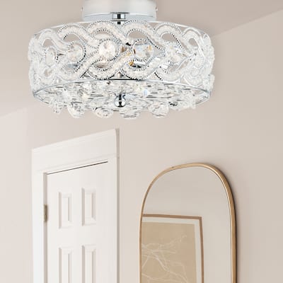 River of Goods Olivia Braided Metal and Crystal 11.5-inch Semi-Flush Mount Ceiling Light - 11.5" x 11.5" x 6.375"