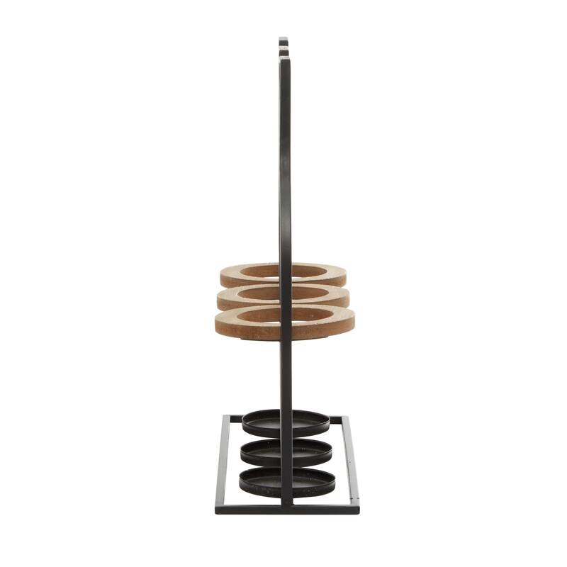 Black Metal Bottle Shaped 3 Bottle Kitchen Wine Holder