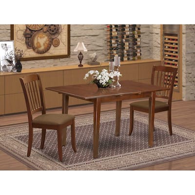 HomeStock 3-Piece Mahogany Finish Rectangular Solid Wood Top With Butterfly Leaf Dining Table Set