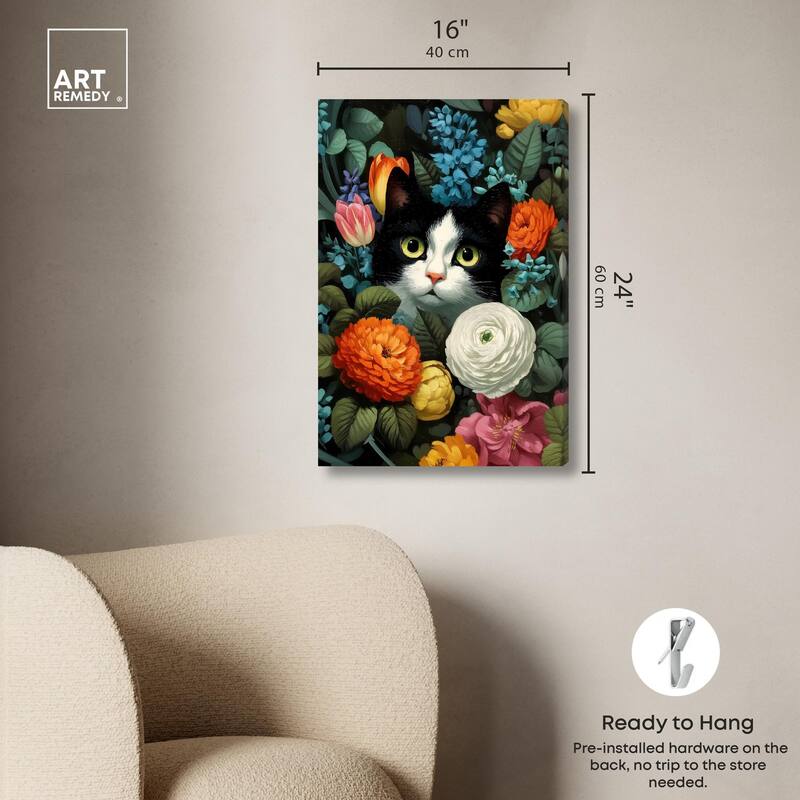 Secret Garden Cat Canvas by Art Remedy, Gallery Wrapped